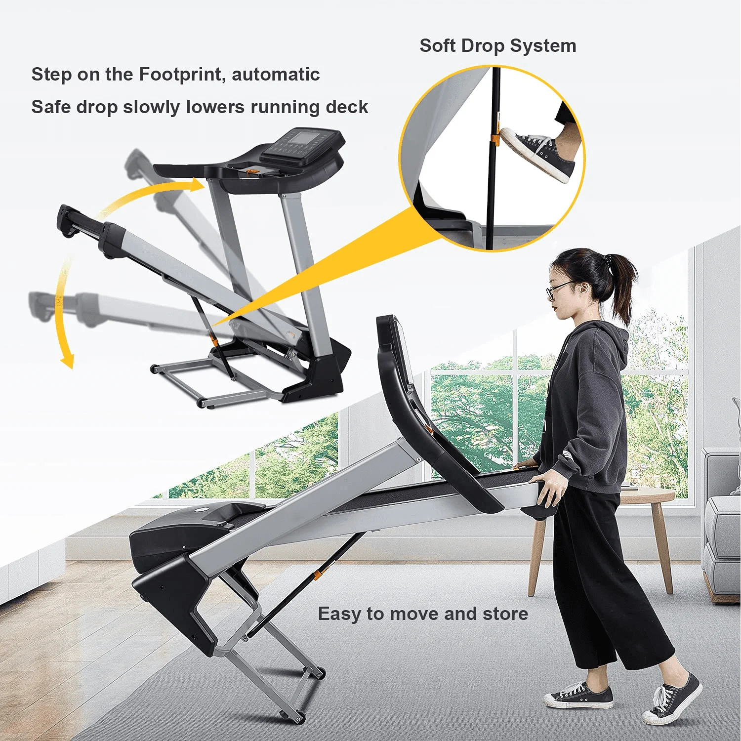 MaxKare 3HP Folding Treadmill with 15Levels Auto Incline, 0.6-10 MHP, 15 Preset program, Heart Rate for Home Use, 300 LBS Weight Capacity