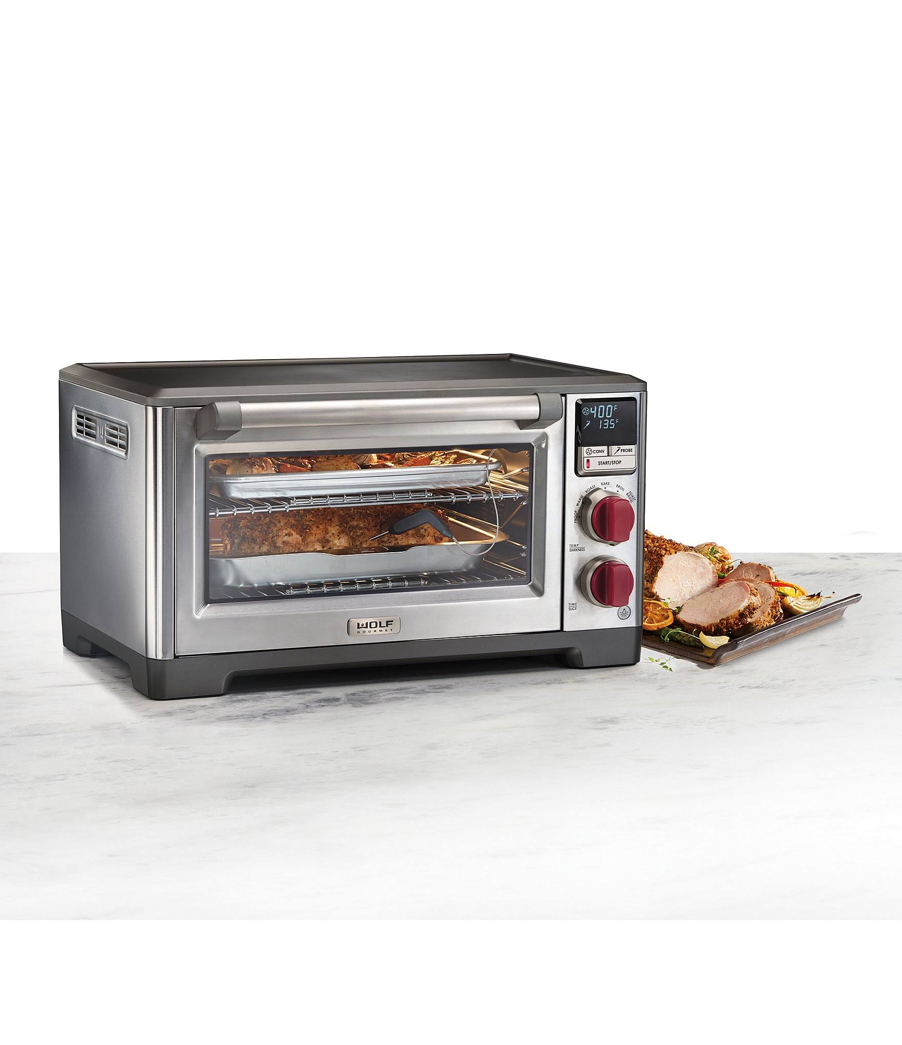 Wolf Gourmet Elite Countertop Oven with Red Knobs