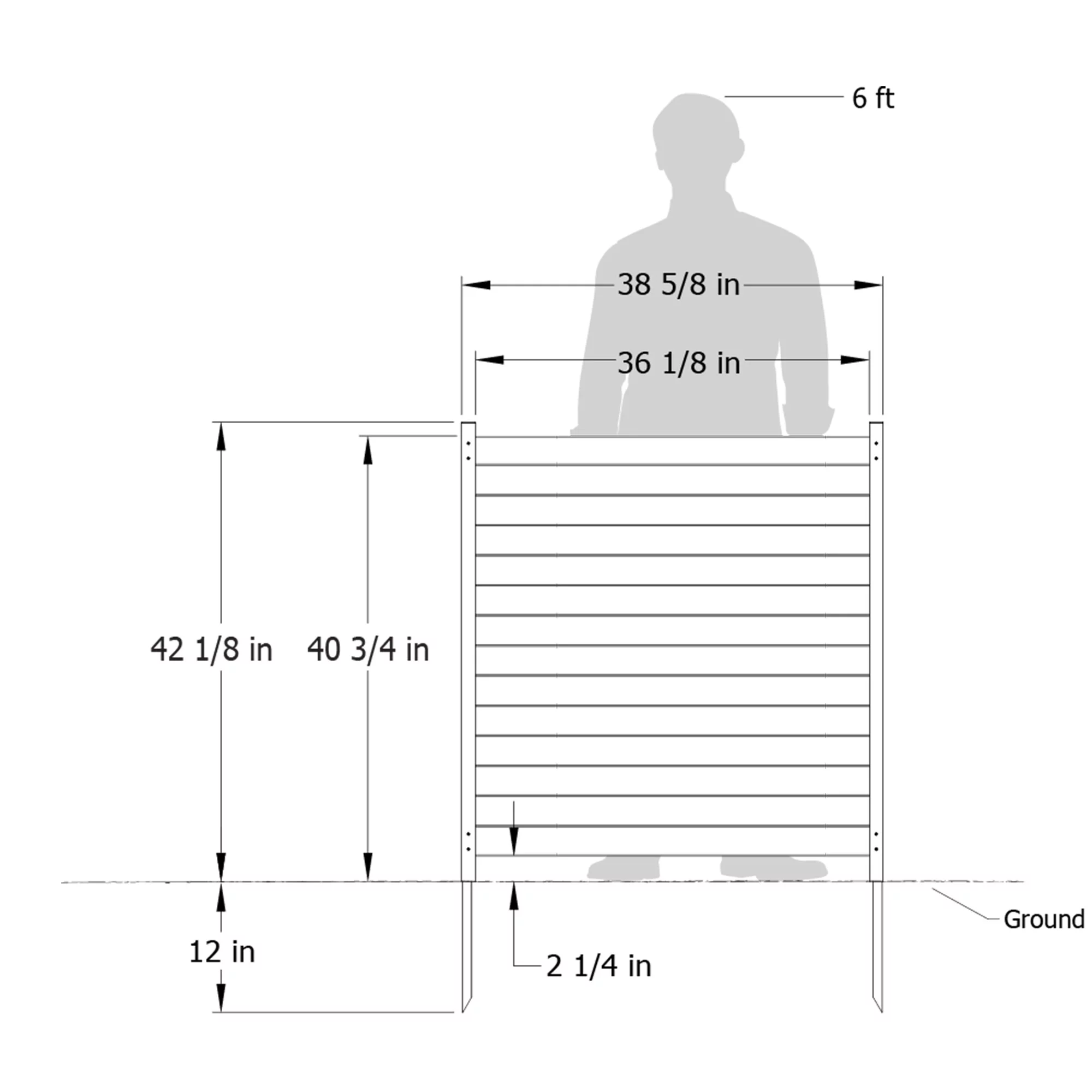 Enclo Richmond Outdoor No Dig Wood Privacy Screen Enclosure for Garbage Bins and Air Conditioners (42in H x 38in W - 2 Panels)