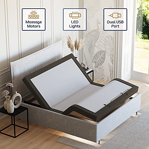 Nestl Basic Adjustable Bed Base, Full Size Bed Frame, Motorized Head and Foot Incline, Adjustable Bed Frame, Wireless Remote, Fast & Easy Assembly