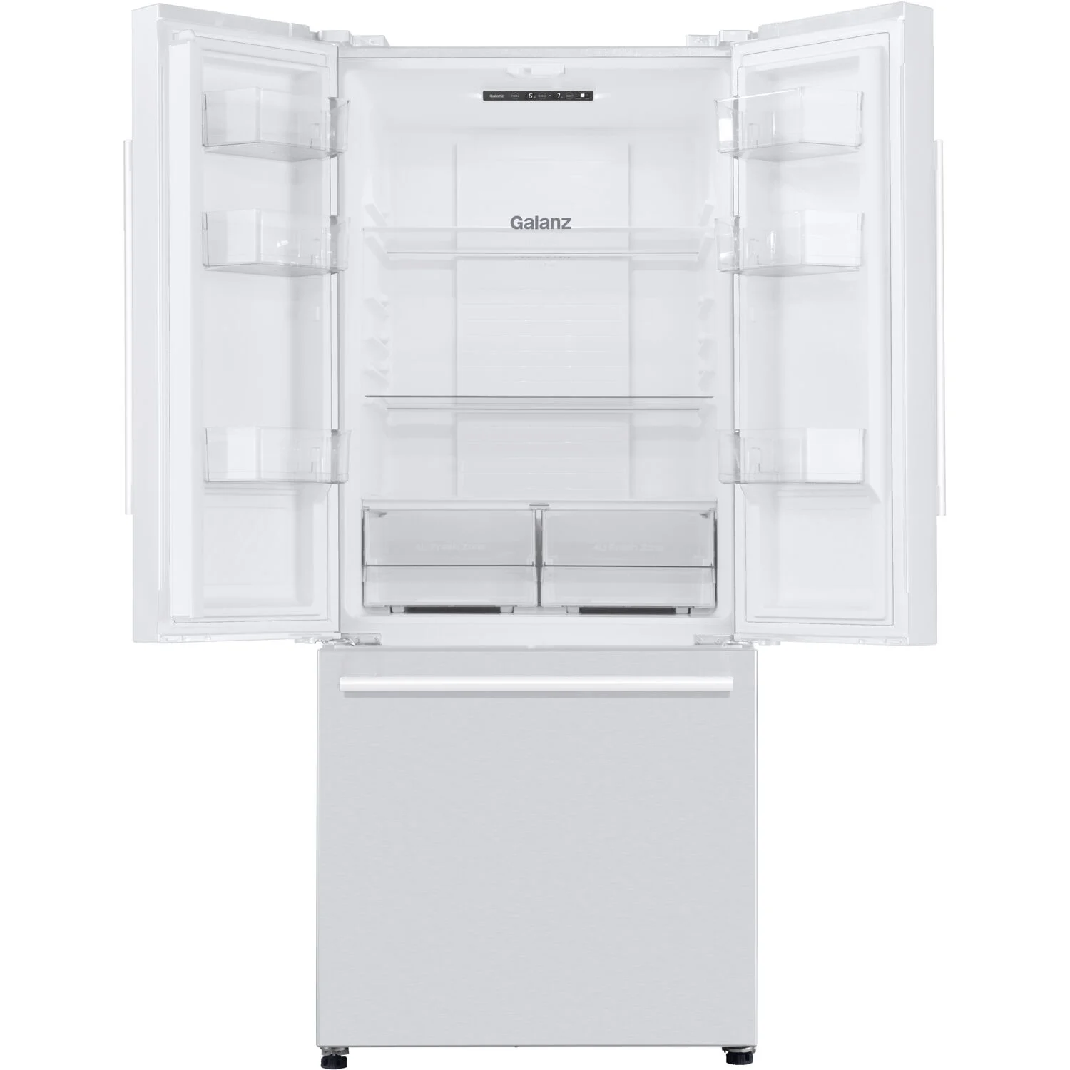 Galanz 16 cu. ft. 3-Door French Door Refrigerator, White, 28.35" Wide