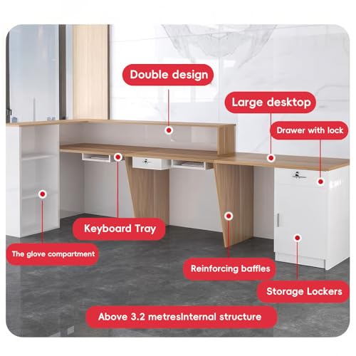 Reception Counter Desk, Minimalist L-Shaped Reception Desk with Counter, Drawers and Transaction Counter for Beauty Salon, Spa, Shop, Office (R, 78.74inx23.6inx39.4in)