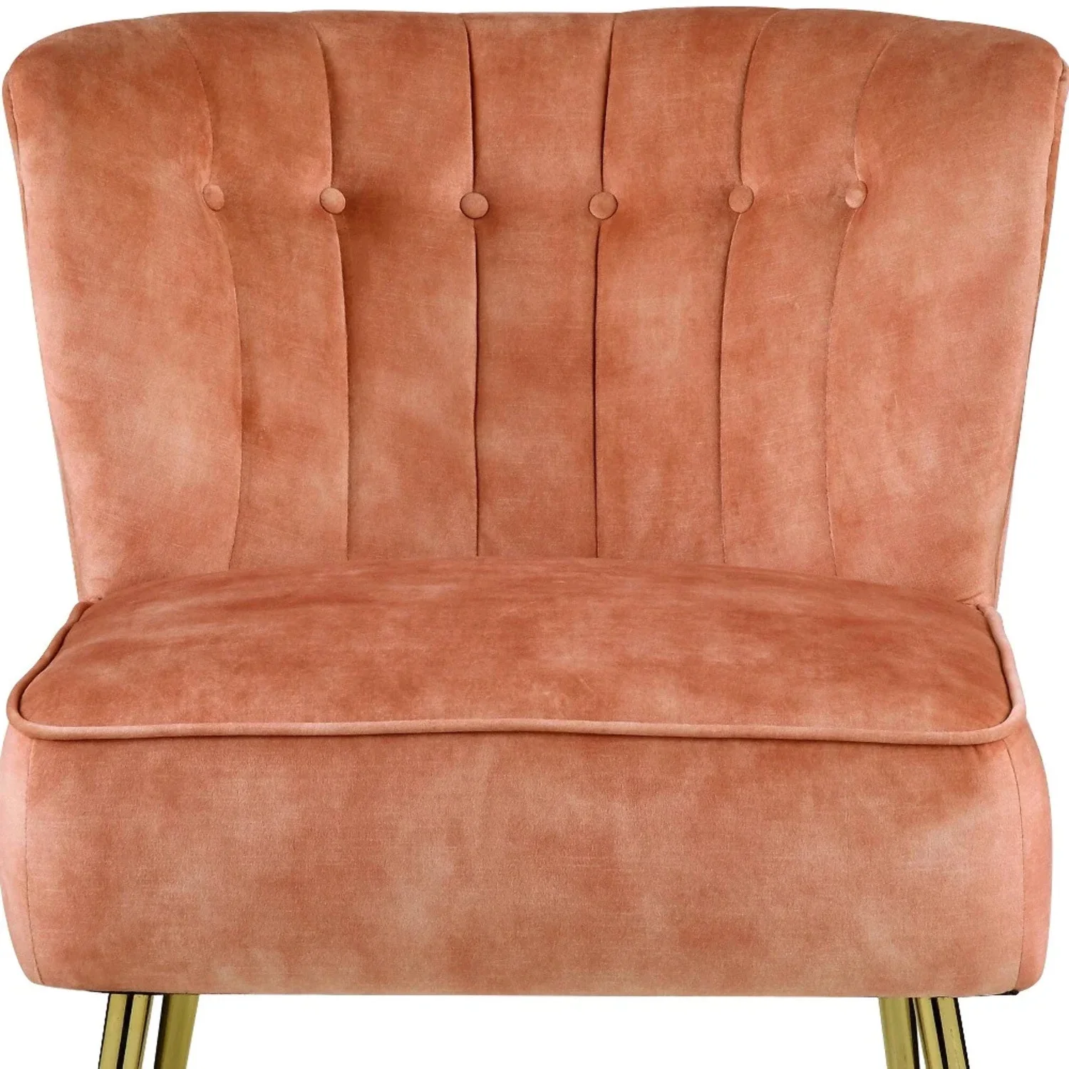 HomeRoots 486590 32 x 26 x 30 in. Burnt Orange Velvet & Brown Solid Color Slipper Chair