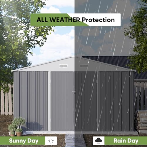 Patiowell 3 x 3 FT Outdoor Storage Shed,Small Garden Tool Storage Shed with Sloping Roof and Single Lockable Door, Outdoor Shed for Backyard Garden Patio Lawn, Grey