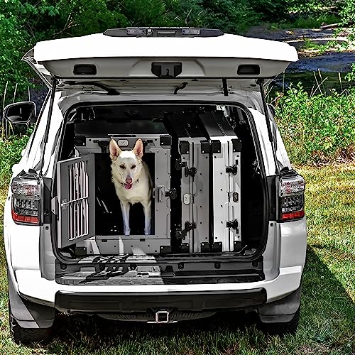 Heavy Duty Fully Collapsible Powder-Coated Aluminum Dog Crate - Medium (Black)