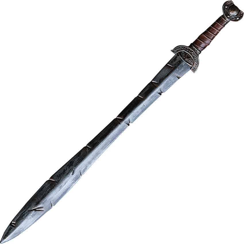 Battleworn Celtic Leaf LARP Sword - 100 cm | Leather by Medieval Collectibles