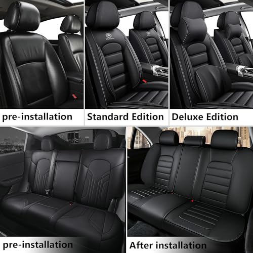 Car Seat Covers Front Seats for Toyota Corolla Cross 2000-2024,Leather Cover Seats for Cars,Automotive Seat Covers Vehicle Cushion Compatible with Airbag（Front Seats,Classic Black）