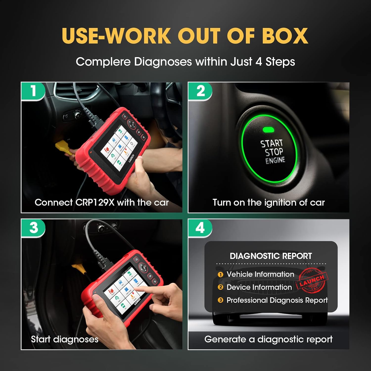 LAUNCH CRP129X OBD2 Scanner for Car, 2022 Scan Tool ABS SRS Transmission Car Check Engine Code Reader, Diagnostic Scanner for Oil/EPB/SAS/TPMS Reset, Throttle Matching, Auto VIN, Free Online Update