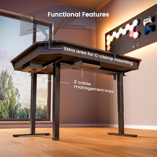 ErGear Electric L Shaped Standing Desk, 65'' Height Adjustable Corner Stand up Desk with Storage Drawers & Cable Management Trays, Modern Home Office Computer Workstation, Black