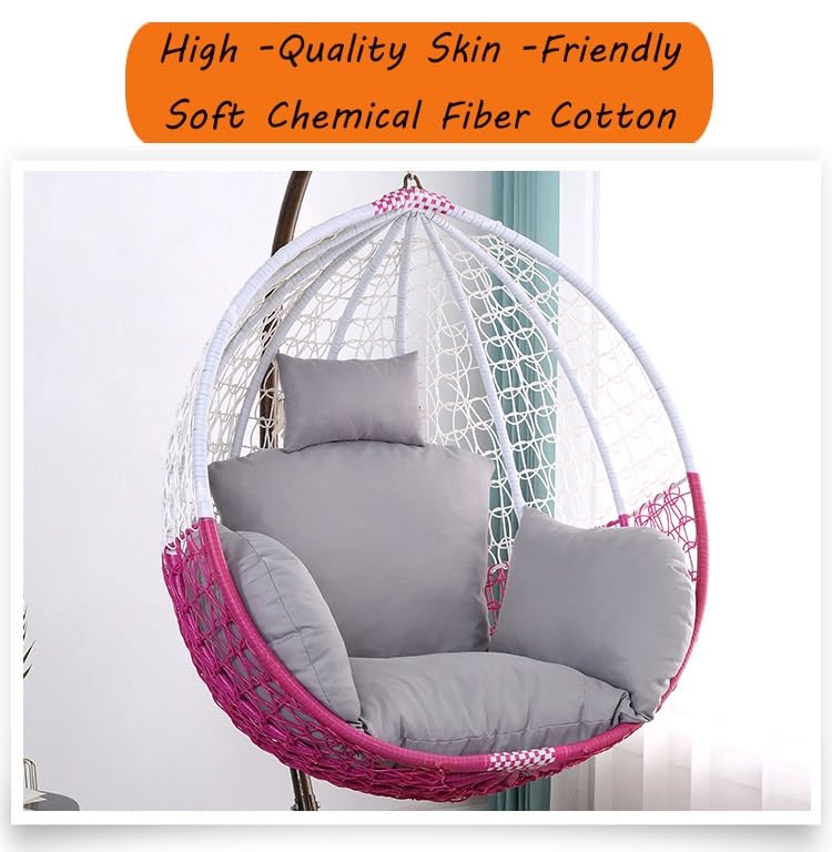 Swing Egg Chair Cushion with Adjustable Pillow, Swing Chair Cushion Replacement, Thicken Patio Hanging Egg Chair Pad with Headrest for Hanging Egg Chair Swing(ONLY Cushion)