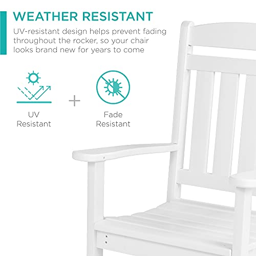 Best Choice Products All-Weather Rocking Chair, Indoor Outdoor HDPE Porch Rocker for Patio, Balcony, Backyard, Living Room w/ 300lb Weight Capacity, Contoured Seat - Gray