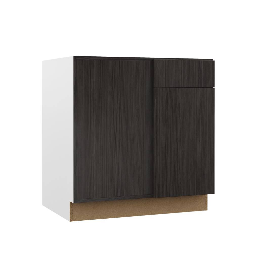 Hampton Bay Designer Series Edgeley Assembled 33x34.5x23 in. Blind Corner Base Kitchen Cabinet in Thunder
