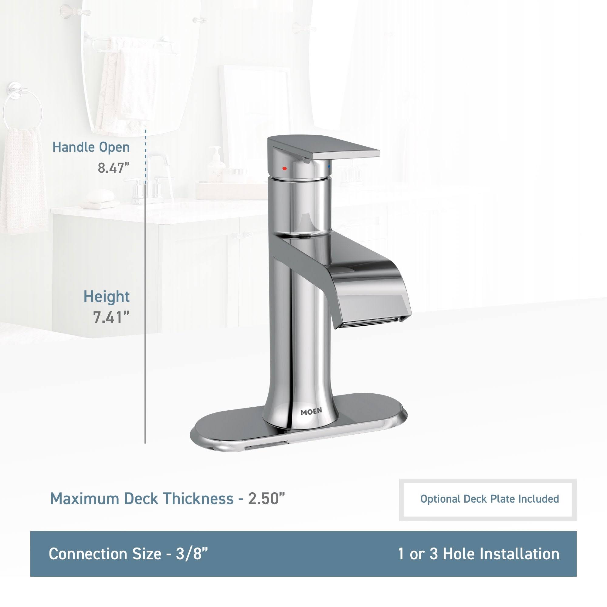 Moen 6702BL Genta LX Single Handle Bathroom Faucet with Drain, Matte Black