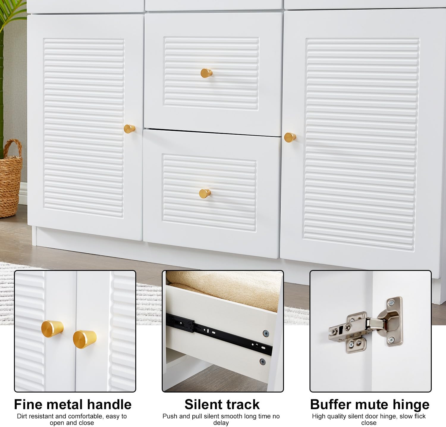 3 Door Armoire Wardrobe Closet, Wooden 2 Drawers White Closet Cabinet for Large Capacity with Hanging Rod and 5 Storage for Tall Cabinet Closet 47.3" L x 20.3" W x 74.2" H