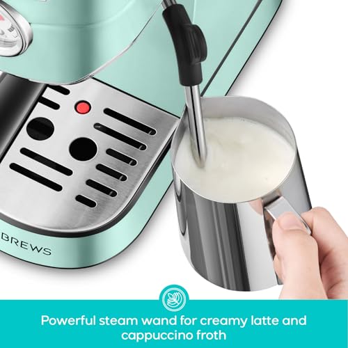 CASABREWS CM5418 Espresso Machine 20 Bar, Compact Espresso Maker with Steam Milk Frother, Stainless Steel Coffee Machine with 34oz Removable Water Tank for Cappuccino, Latte, Silver