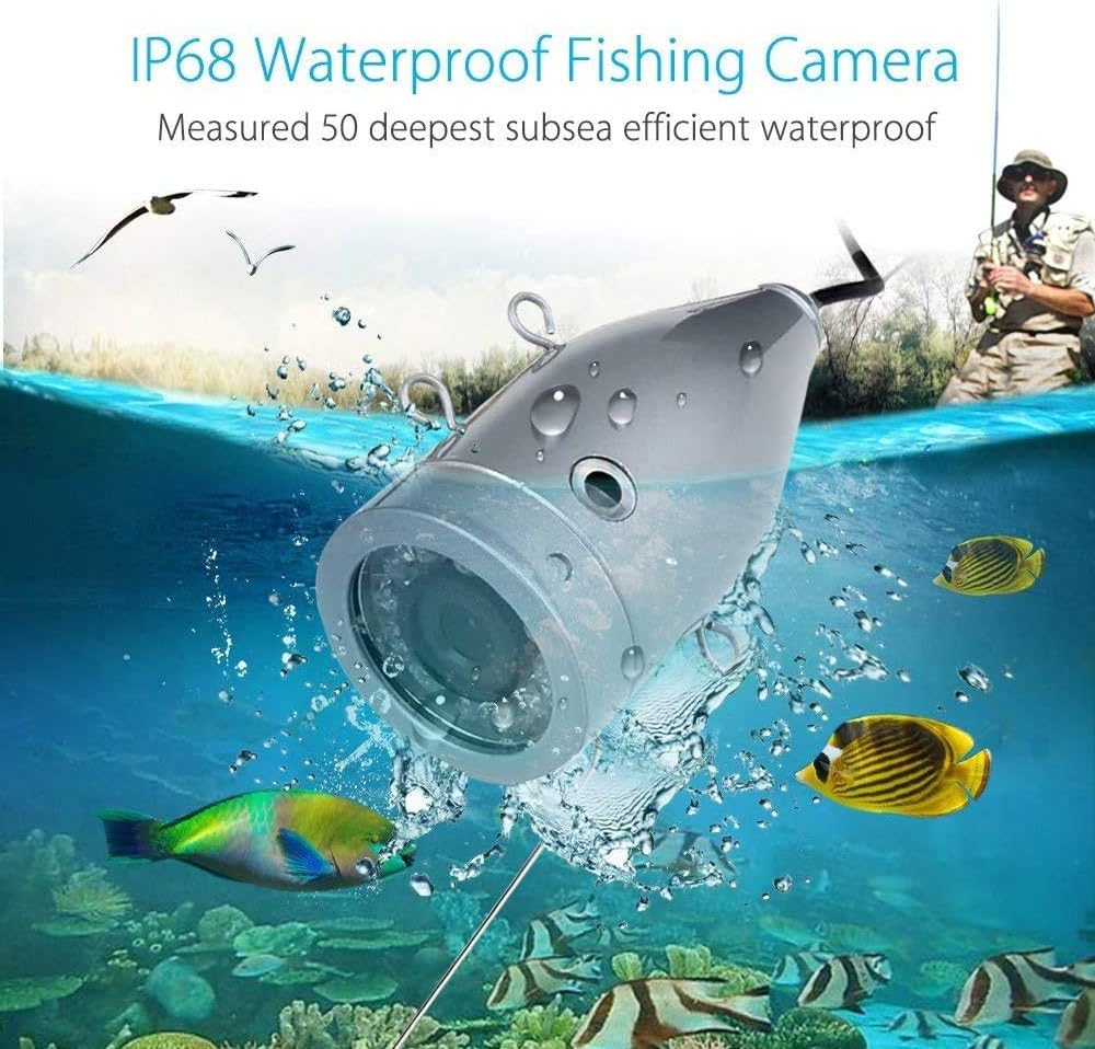 Eyoyo Fishing Camera Video Fish Finder 7 inch LCD Monitor 1000TVL Camera 12pcs IR Lights DVR+8GB with 30m Cable for Ice Lake Boat Fishing