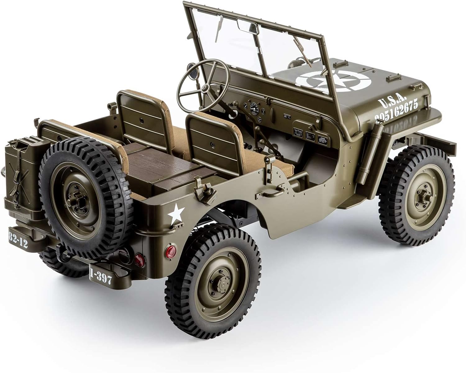 RocHobby 1/12 1941 MB Scaler RC Jeep, 4x4 Hobby Grade RTR RC Car Mini RC Rock Crawler Military, 2.4Ghz RC Truck with 180 Brushed Motor, LED Lights, Battery and USB Charger for Adults