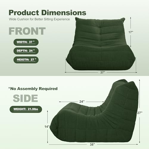 Bean Bag Chair Big Sofa Beanbag Chair for Adults Fireside Chair Bean Bag Lounger with Memory Foam Filled for Home,Apartment or Gaming Venue(Black Plush)