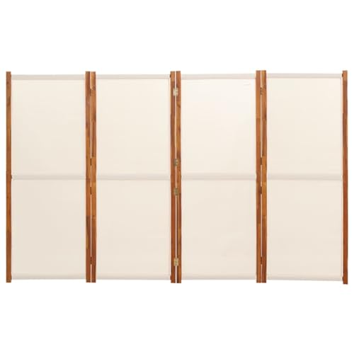 4-Panel Room Divider Cream White 110.2"x70.9",Acacia Wood Room Divider, Foldable Privacy Screen for Indoor and Outdoor Spaces Home & Kitchen Furniture, Bedroom Room Dividers