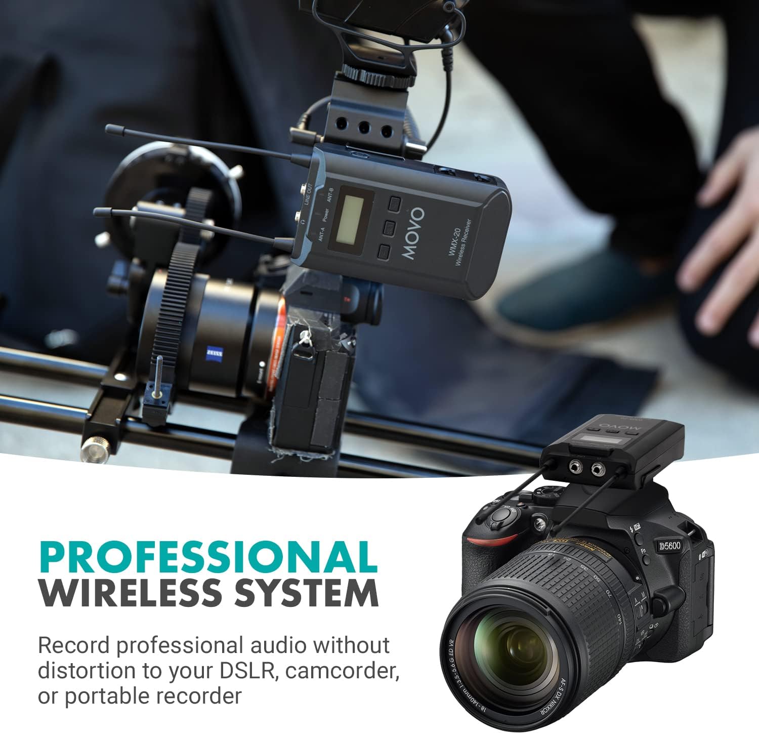 Movo WMX-20 48-Channel UHF Wireless Lavalier Microphone System with 1 Receiver, 1 Transmitter, and 1 Lapel Microphone Compatible with DSLR Cameras (330' ft Audio Range)