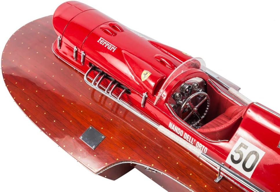 Seacraft Gallery Ferrari Hydroplane Model Speed Boat 19.7" - Handcrafted wood boat decor - Wooden Decor toy boat - Wooden Model Ships - Wooden Toy Model Boat - Italian model display -Wooden model ship