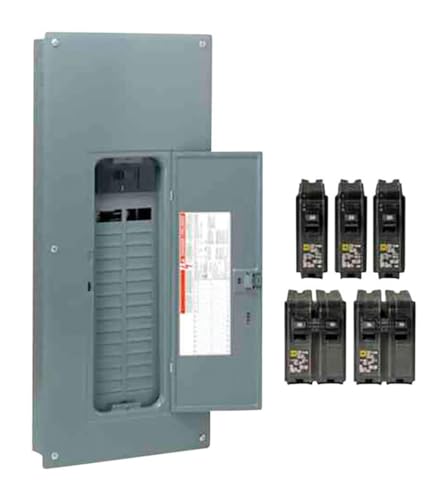 Schneider Electric HOM3060M200PQCVP Homeline 200 Amp 30-Space 60-Circuit Indoor Main Breaker Qwik-Grip Plug-On Neutral Load Center with Cover-Value Pack,Grey