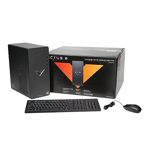 HP 2023 Victus 15L Gaming Desktop PC, AMD 6-Core Ryzen 5600G Processor (Up to 4.4 GHz), 16GB RAM, 512GB NVMe, AMD Radeon RX6400, Mouse and Keyboard, Win 11 Home, Mica Silver, with HDMI Accessory