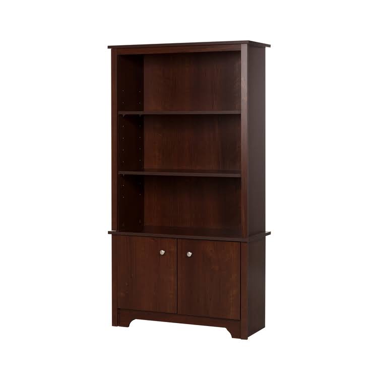 South Shore Vito 3-Shelf Bookcase with Doors Pure White