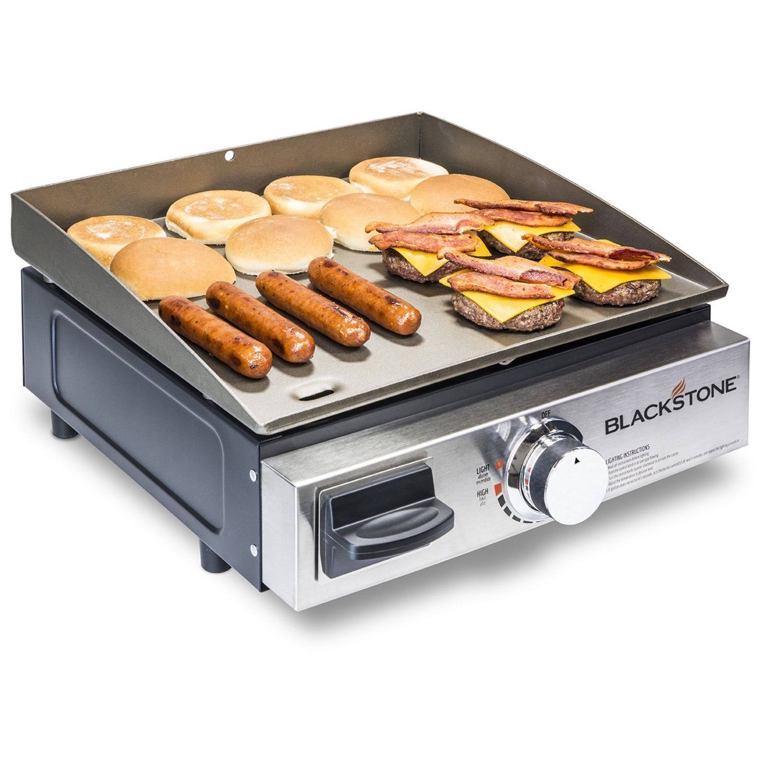 Blackstone 17 in. Table Top 1-Burner Portable GAS Griddle in Stainless Steel and Black