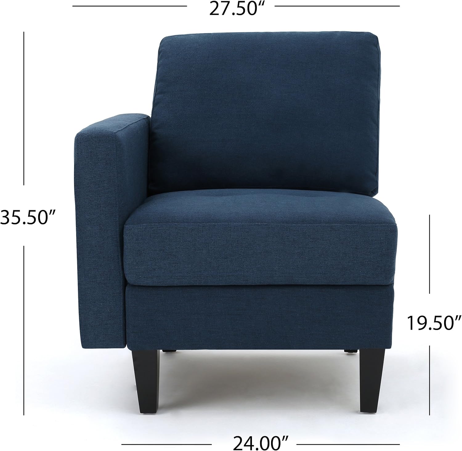 Christopher Knight Home Zahra Fabric Sectional Couch with Storage Ottoman, 6-Pcs Set, Dark Blue