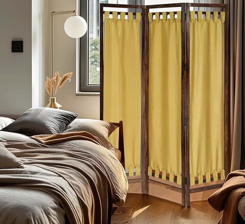 Room Divider Wood Screen - Ghanti Bells Antique Brown - 4 Panel Folding 72 x 80 - Assembled Hand Carved Decorative Functional Versatile Portable Partition Reversible Privacy Boho - COTTON CRAFT