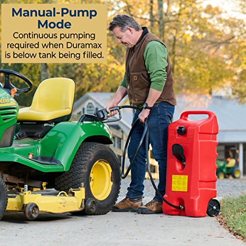 Scepter Flo N' Go Duramax 14 Gallon Portable Gas Fuel Tank Container Caddy with LE Fluid Transfer Siphon Pump and 10 Foot Long Hose, Red
