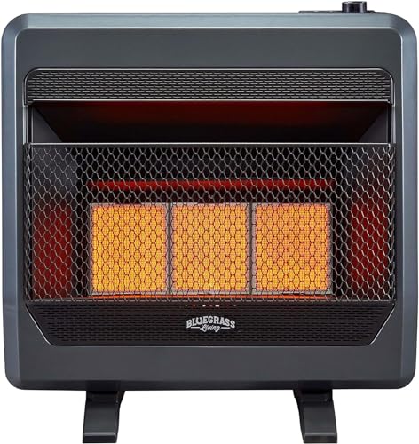 B20TNIR-BB Ventless Natural Gas Infrared Space Heater with Thermostat Control for Home & Office, 20000 BTU, Heats Up to 950 Sq. Ft., Includes Wall Mount, Base Feet, and Blower, Black