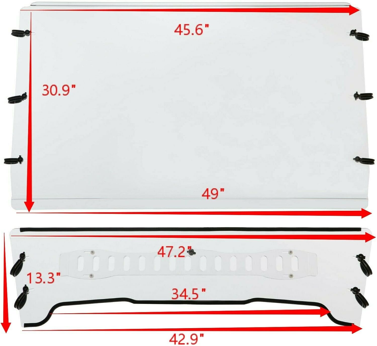 Kojem Full Vented Windshield Compatible with 2005-2020 John Deere Gator TS/TX/TE Clear Windscreen Scratch Resistant