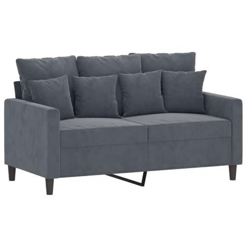 vidaXL 2-Piece Dark Gray Velvet Sofa Set with Thick Padded Seats and Back Pillows - Modern Design for Living Room Furniture