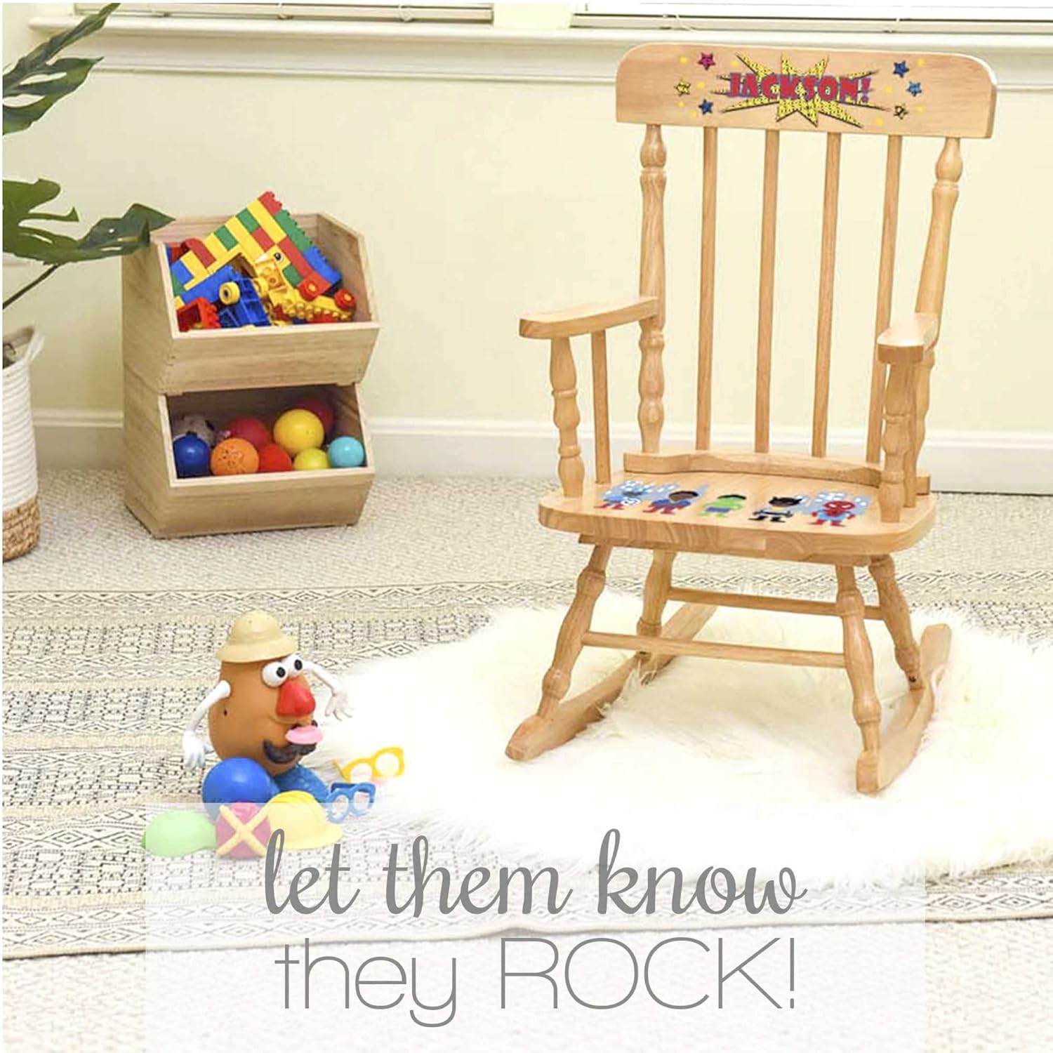 Personalized Pink Puppy White Childrens Rocking Chair