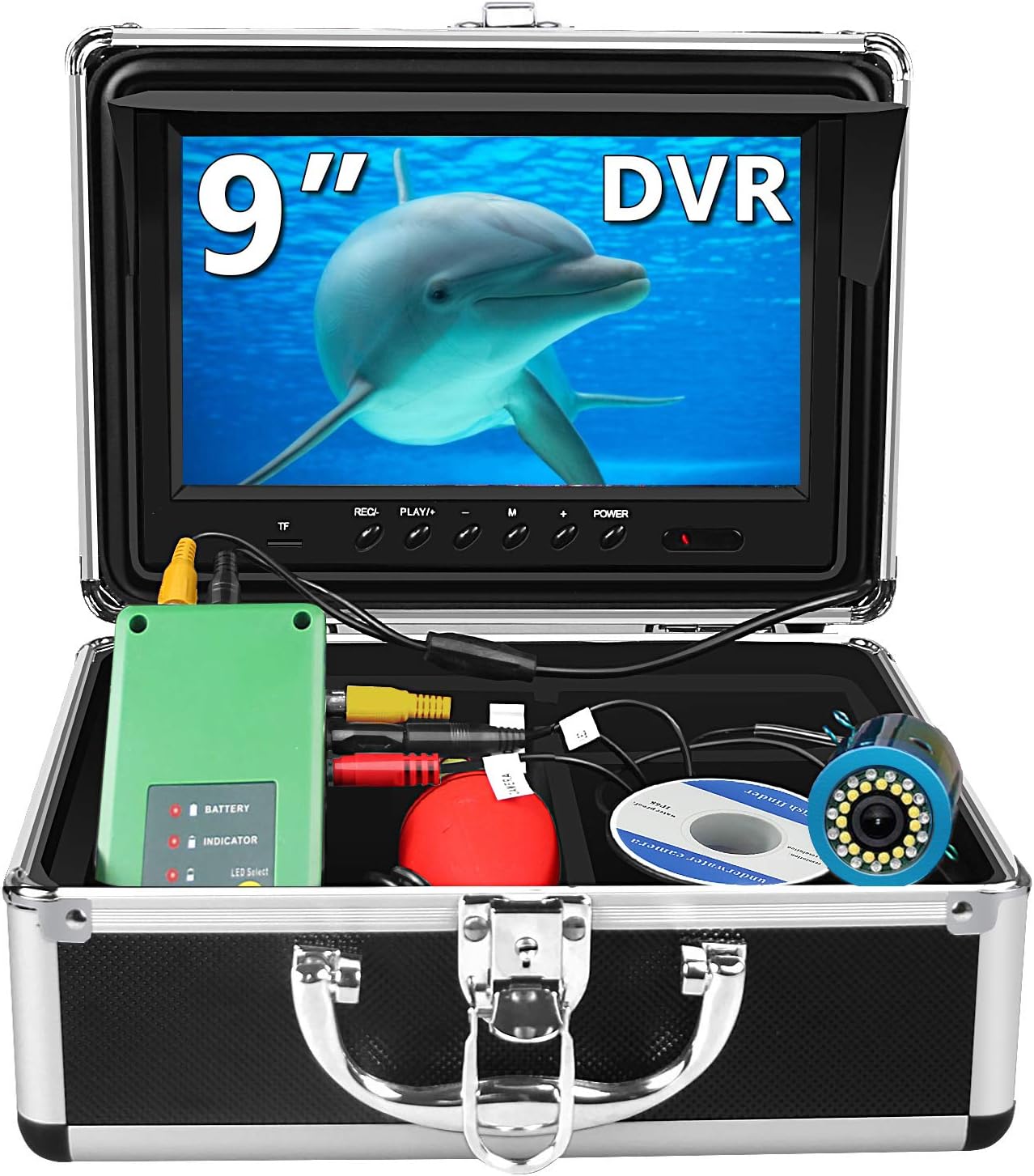 Fishing Camera, Anysun Underwater Fishing Camera with DVR 9 inch Color Monitor HD 1000TVL Fishing Finder Professional Underwater Viewing Camera with 30m/100ft Cable for Ice, Lake, Boat, Sea Fishing