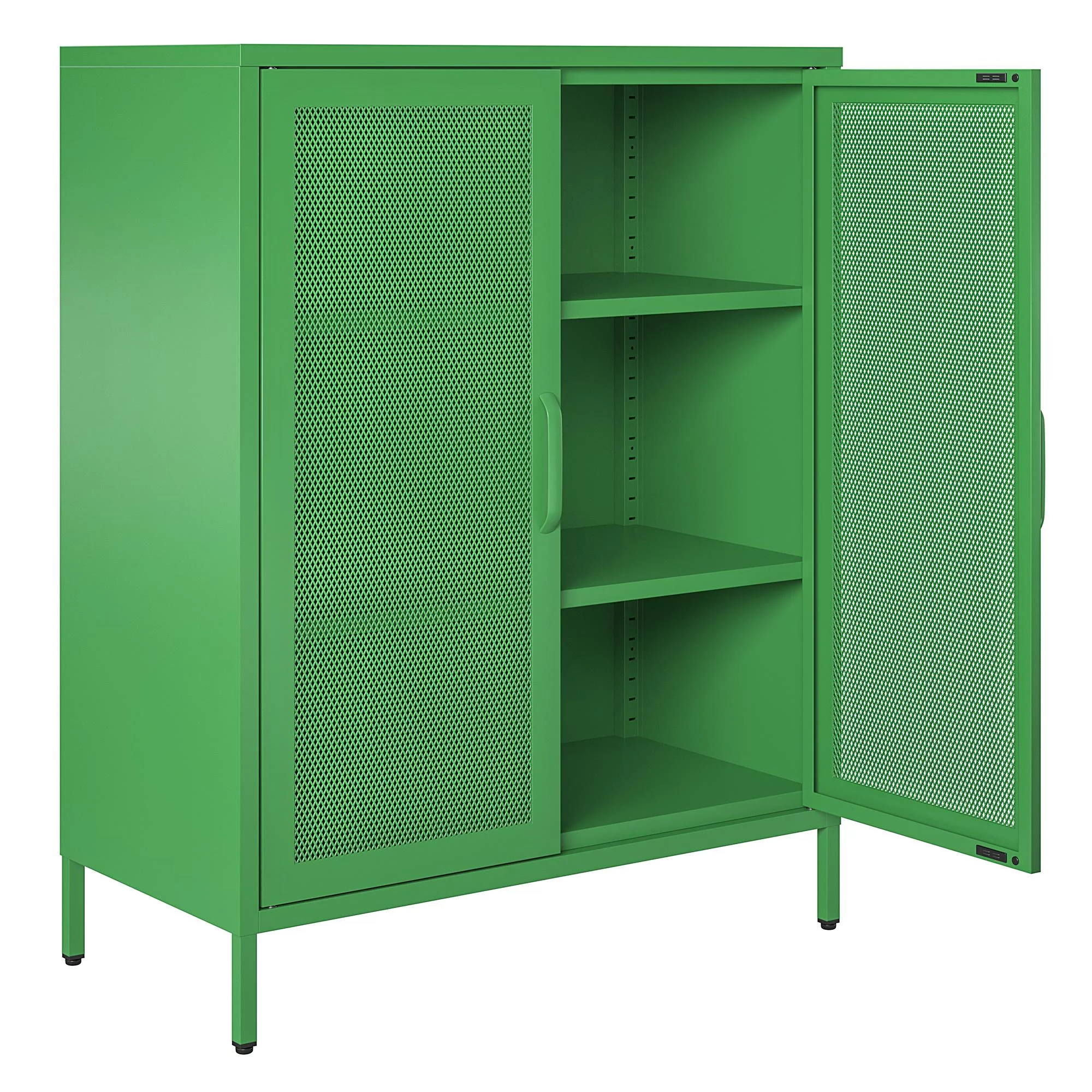 Novogratz Channing 2 Door Accent Cabinet-Mesh Metal Locker, Kelly Green