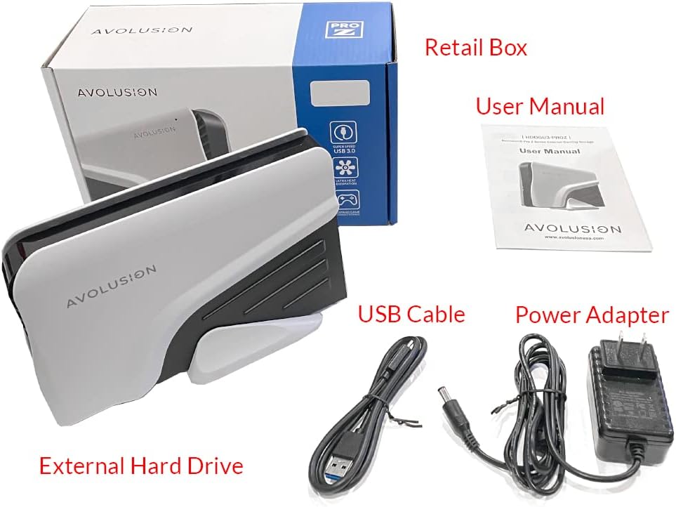 Avolusion PRO-Z Series 20TB USB 3.0 External Hard Drive for WindowsOS Desktop PC/Laptop (White) - 2 Year Warranty