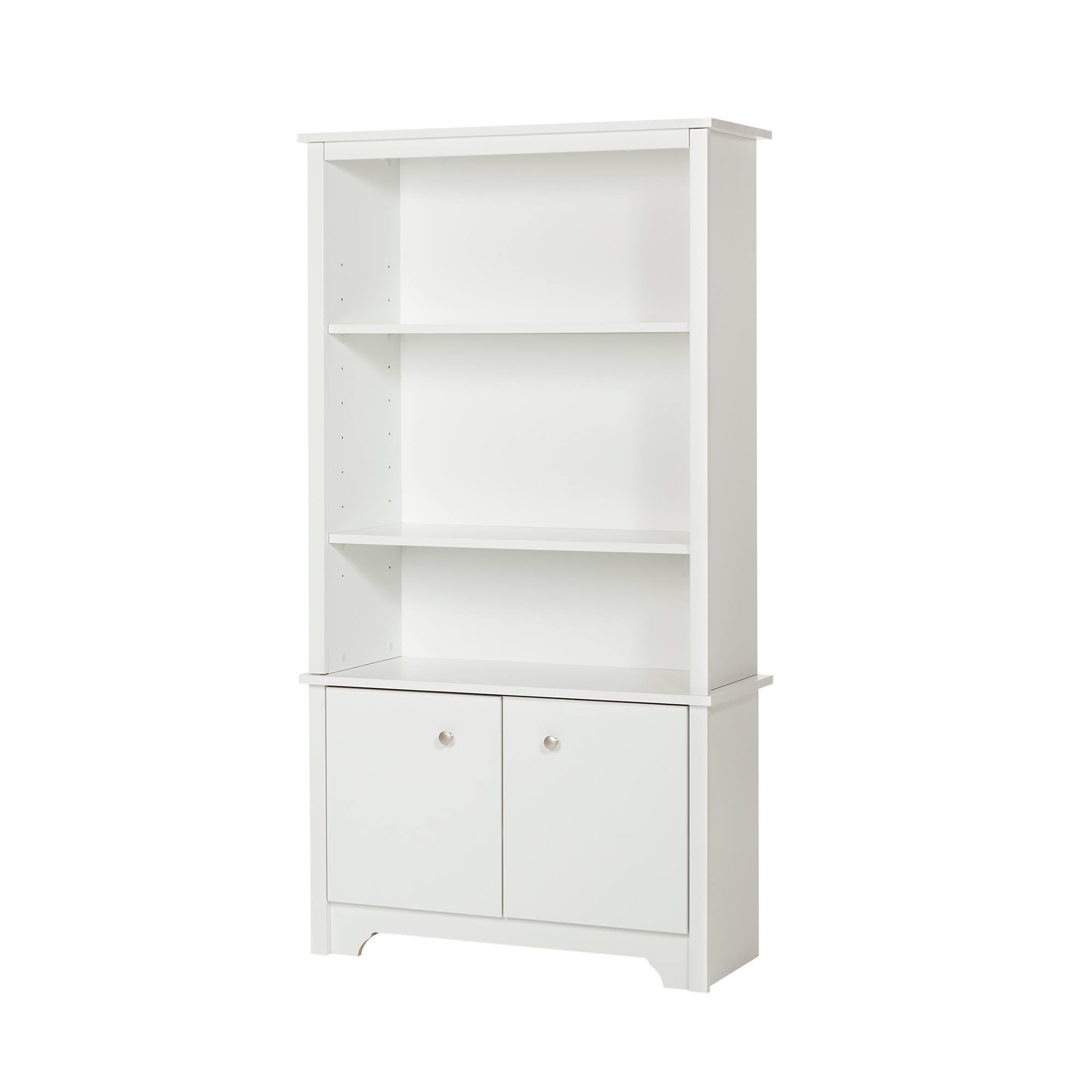 South Shore Vito 3-Shelf Bookcase with Doors Pure White