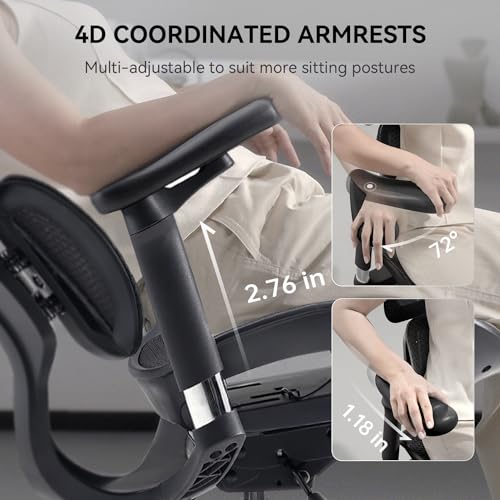 SIHOO Doro S300 Ergonomic Office Chair, Computer Chair, Gaming Chair with Dual Dynamic Lumbar Support, 6D Coordinated Armrests, Adjustable Rolling Chair (White Italian Velvet Mesh)