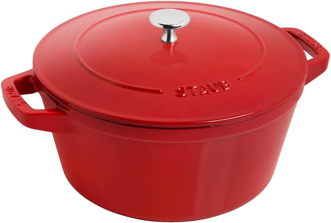 STAUB La Cocotte 3-Piece Round Cast Iron Saucepan Set Cherry Red
