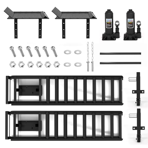2 Pack Hydraulic Car Ramps, 11050LBS 5T Car Ramp High Lift 9"-14.2", Heavy Duty Steel Car Lift Ramp, Automotive Truck Service Ramps for Oil Changes Support Jack for Maintenance, Black