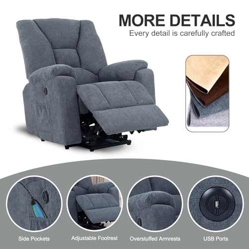 Power Lift Recliner Chair for Elderly, Massage Lift Recliner with Heat & Vibration, Fabric Electric Lift Reclining Chairs for Home Living Room (Dark Brown)