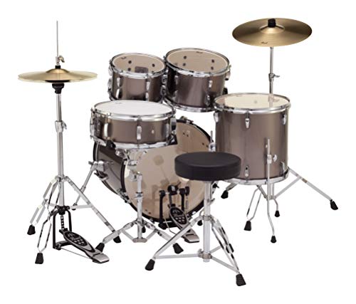 Pearl Roadshow Drum Set 4-Piece Complete Kit with Cymbals and Stands, Charcoal Metallic (RS584C/C706)