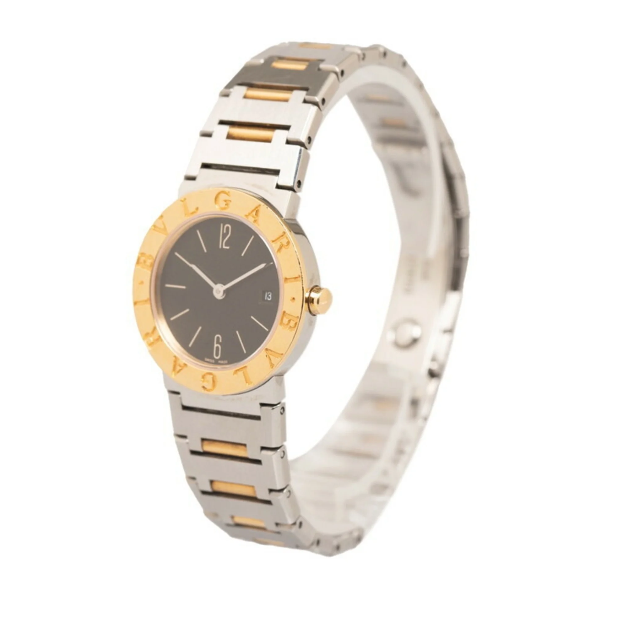 Pre-Owned Bulgari Bvlgari Watch BB26SS Quartz Black Dial Stainless Steel K18YG Yellow Gold Ladies BVLGARI (Good)