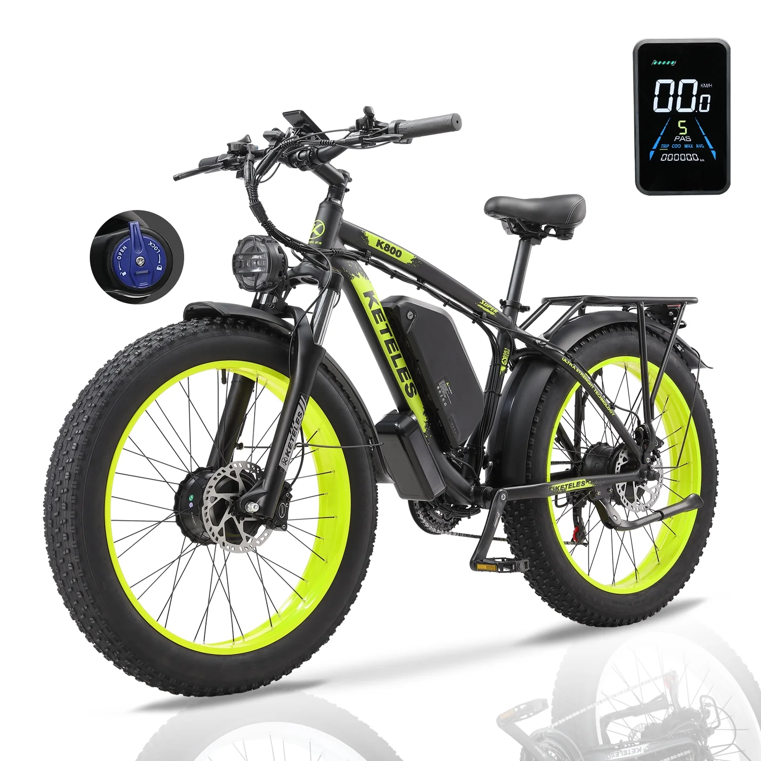 KETELES 2000W Electric Bike for Adults, 26 Fat Tire Electric Commuter Bicycle, Electric Mountain Bicycle Beach Snow Bike Ebike E-bike with 48V 23AH Removable Battery