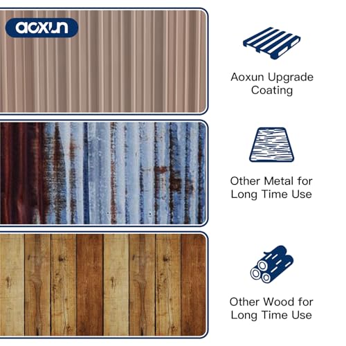 Aoxun 6x3.9 FT Shed with Base Metal Outdoor Storage Shed Garden Shed with Lockable Doors Tool Shed Bike Shed for Backyard, Patio, Poolside (Brown)