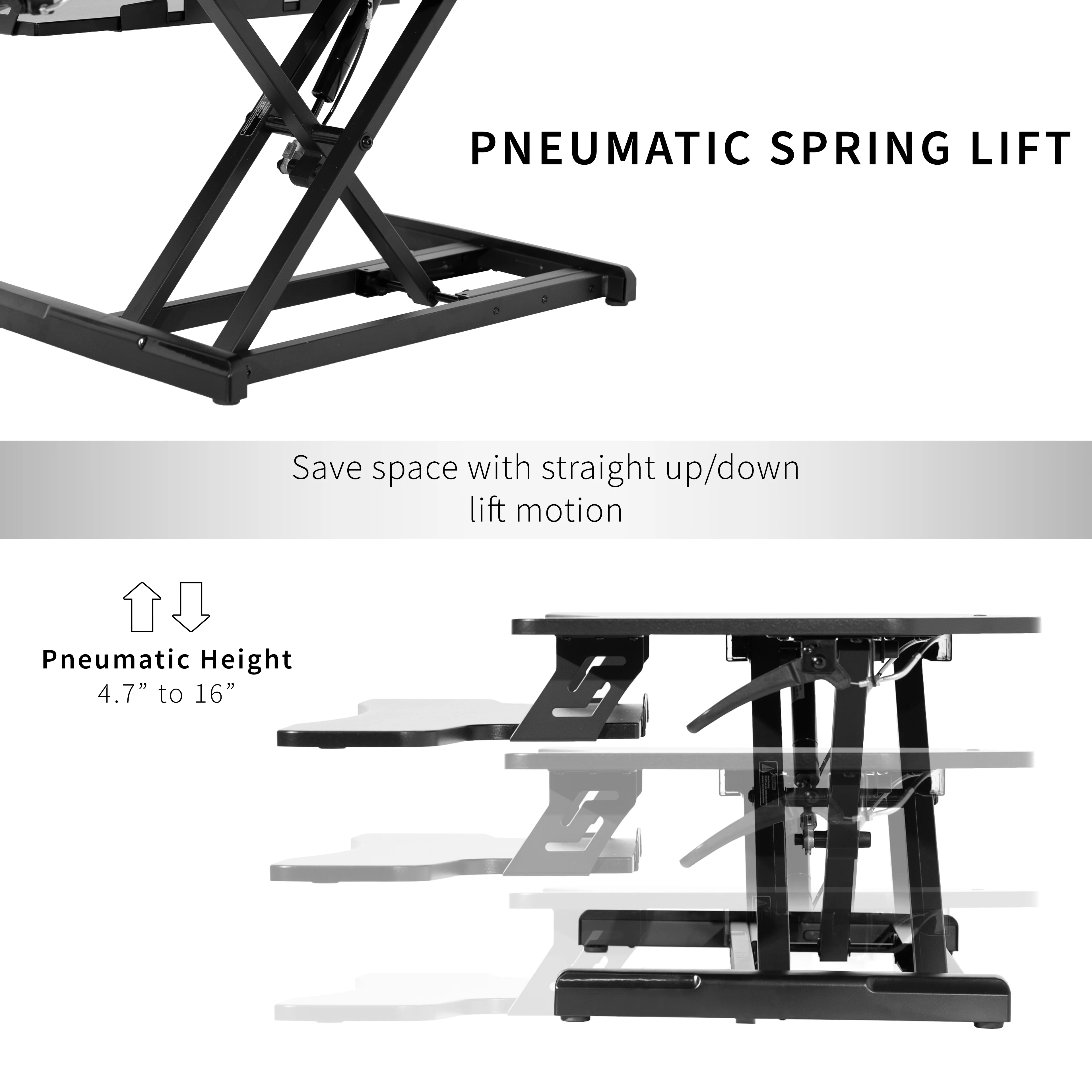 VIVO Black Corner Height Adjustable 38" Standing Desk Tabletop Monitor Riser