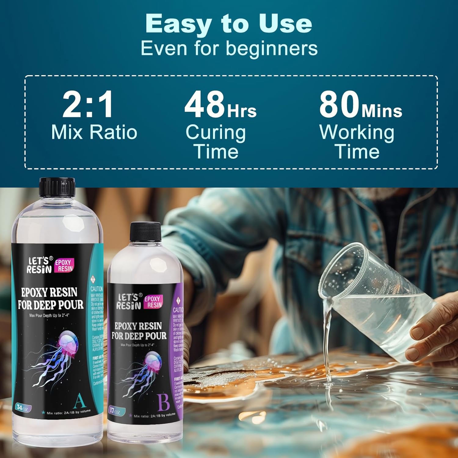 Bundle Set of 51oz Deep Pour Epoxy Resin and 1.5 Gallon Deep Pour Epoxy Resin